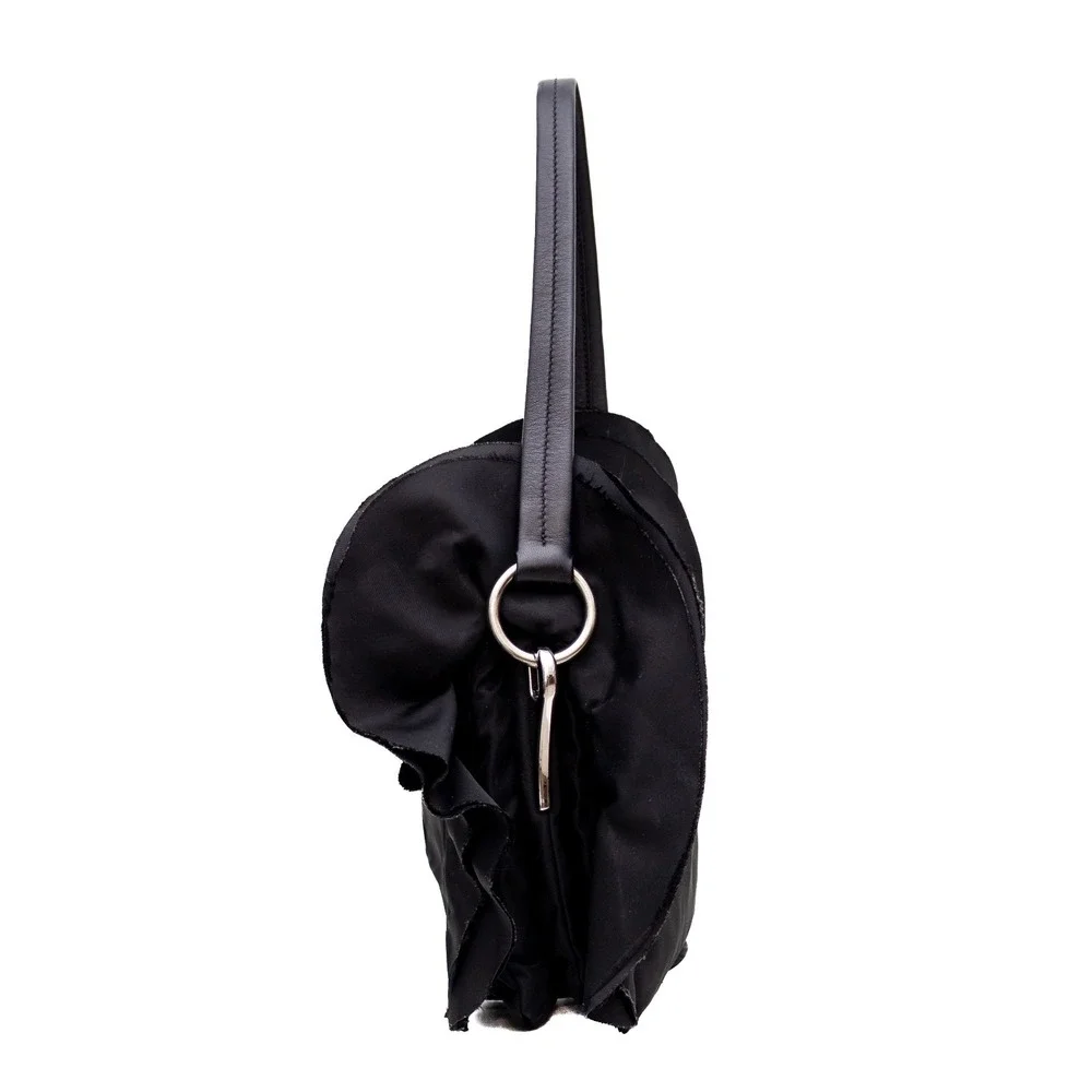 Authentic Women's Prada‎ Tessuto Black Nylon Ruffle Shoulder Bag